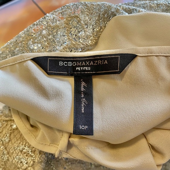 BCBG Maxszria Metallic Lace Sheath Dress Size 10P - Picture 3 of 6